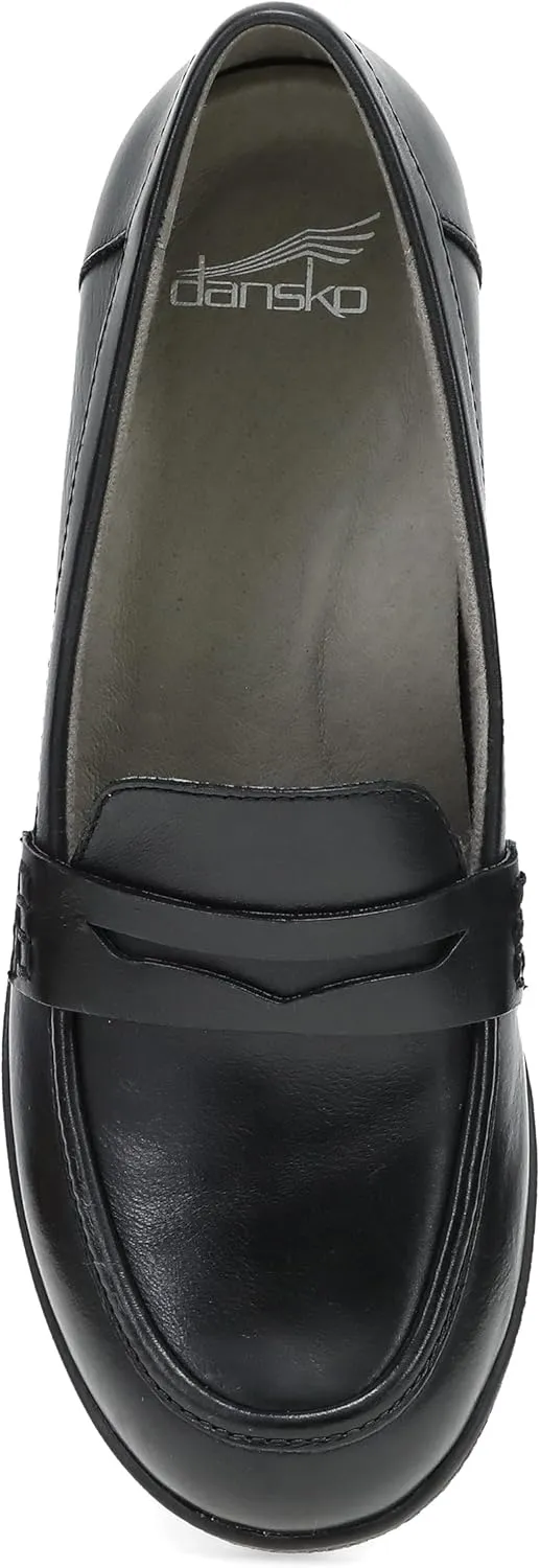 Dansko Danica Heeled Loafer for Women - Waterproof Leather with Rubber Outsole and Leather Stacked Heel for Long-Lasting Style in Any Weather