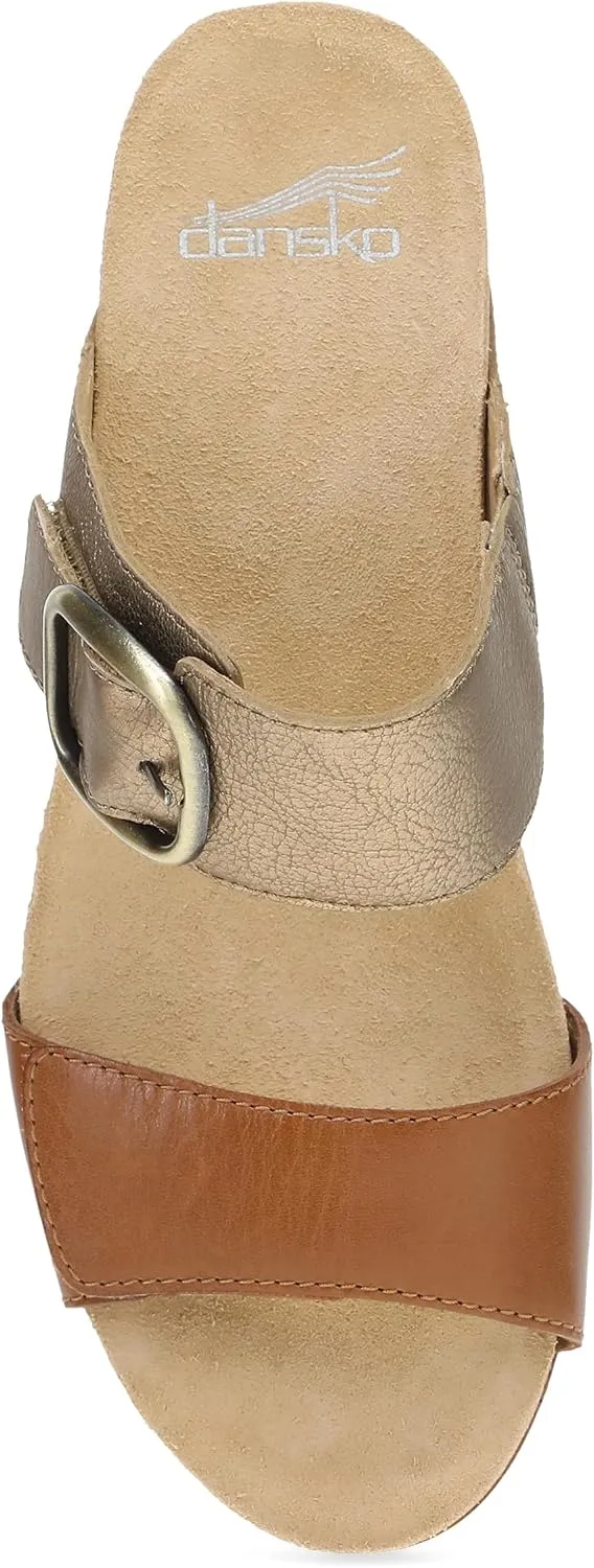 Dansko Shannon Slip-On Wedge Sandal for Women - Cork/EVA Wedge with Arch Support -Fully Adjustable Straps-Versatile Casual to Dressy Footwear