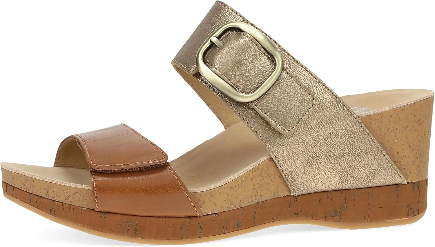 Dansko Shannon Slip-On Wedge Sandal for Women - Cork/EVA Wedge with Arch Support -Fully Adjustable Straps-Versatile Casual to Dressy Footwear