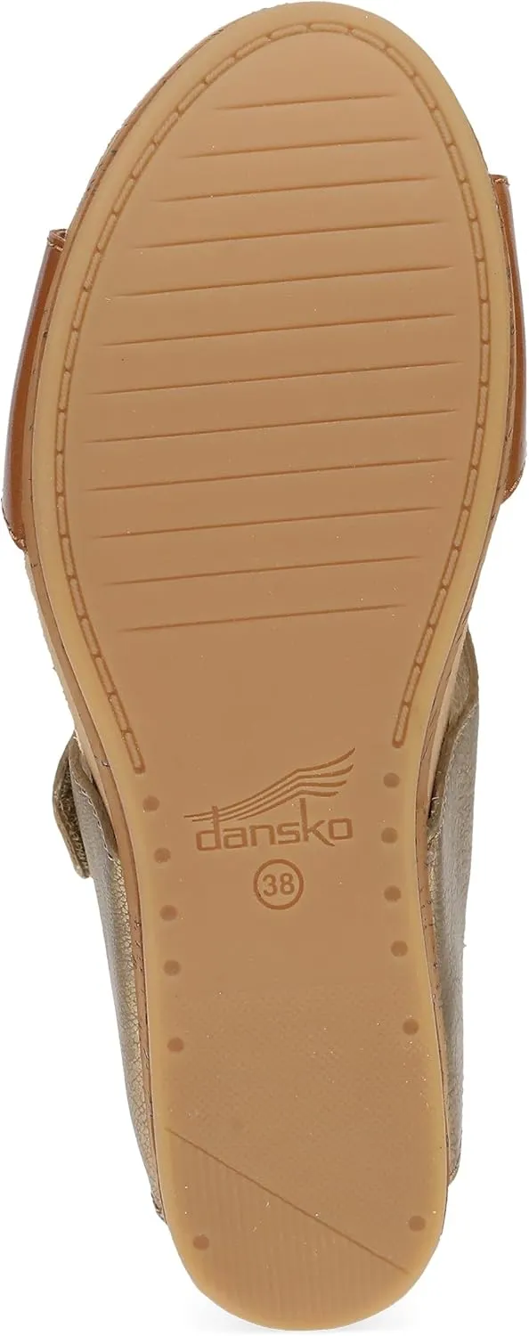 Dansko Shannon Slip-On Wedge Sandal for Women - Cork/EVA Wedge with Arch Support -Fully Adjustable Straps-Versatile Casual to Dressy Footwear