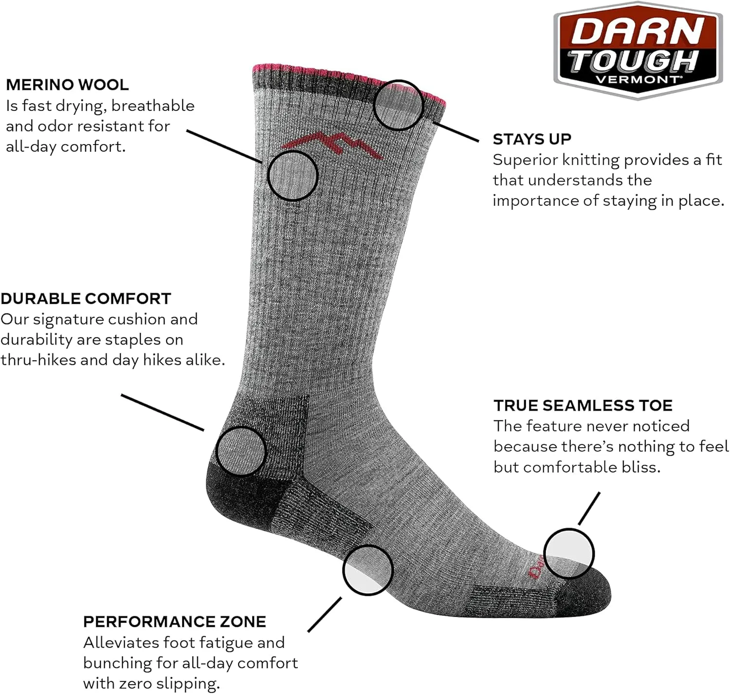 Darn Tough 1403 Men's Merino Wool Boot Sock Cushion