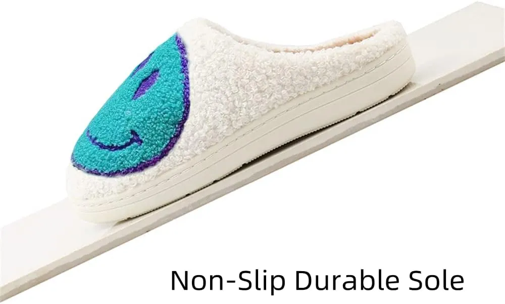 DCLTD Smile Face Slipper Women Slide Kids Fuzzy Slides with Soft Memory Foam Comfort Cotton Slip on Warm Slipper Anti-Slip Soft Sole Slippers for Kids Women Slip-in Men