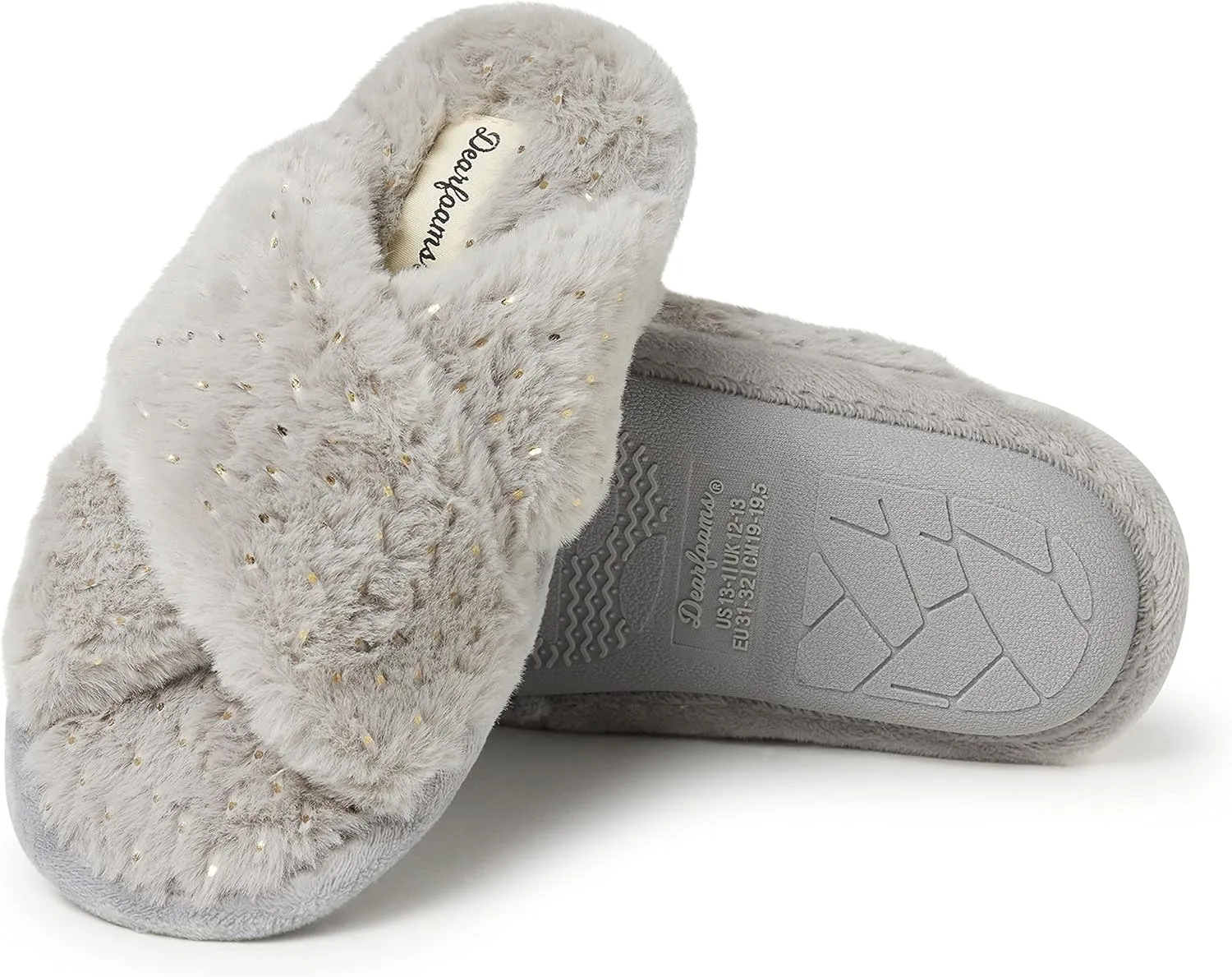 Dearfoams Kids' Ava Furry Crossband Slide Slipper
