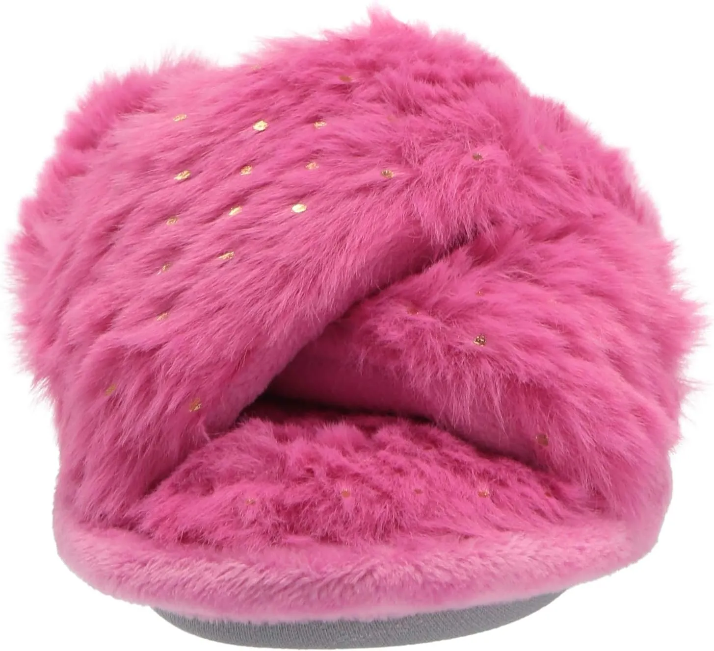Dearfoams Kids' Ava Furry Crossband Slide Slipper