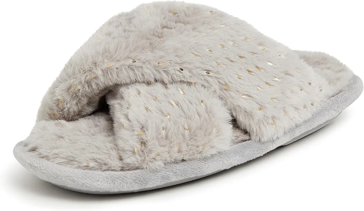 Dearfoams Kids' Ava Furry Crossband Slide Slipper