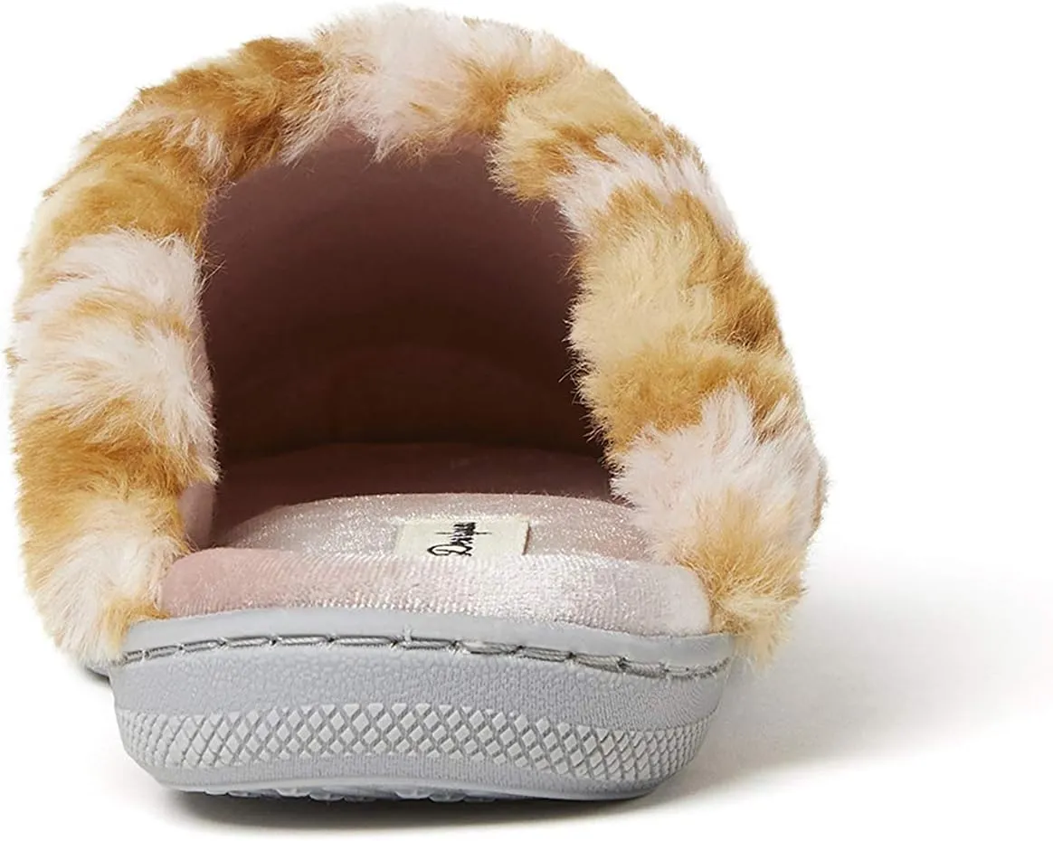 Dearfoams Kids' Evelyn Velour Clog with Leopard Cuff Slipper