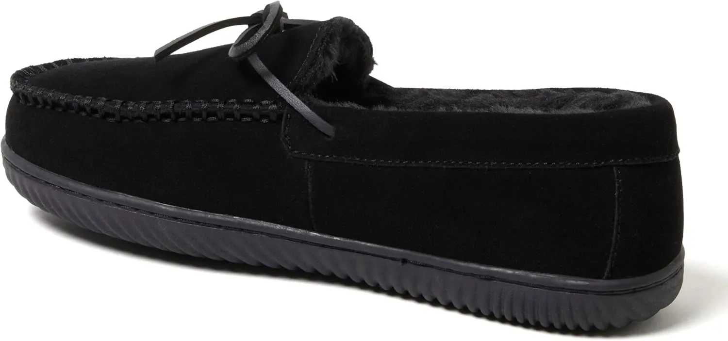 Dearfoams Men's Suede Slip on Moccasin Indoor Outdoor Memory Foam Hudson House Slippers