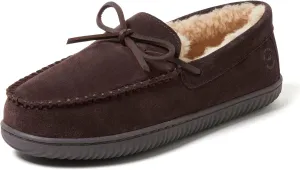 Dearfoams Men's Suede Slip on Moccasin Indoor Outdoor Memory Foam Hudson House Slippers