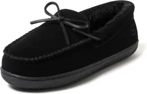 Dearfoams Men's Suede Slip on Moccasin Indoor Outdoor Memory Foam Hudson House Slippers