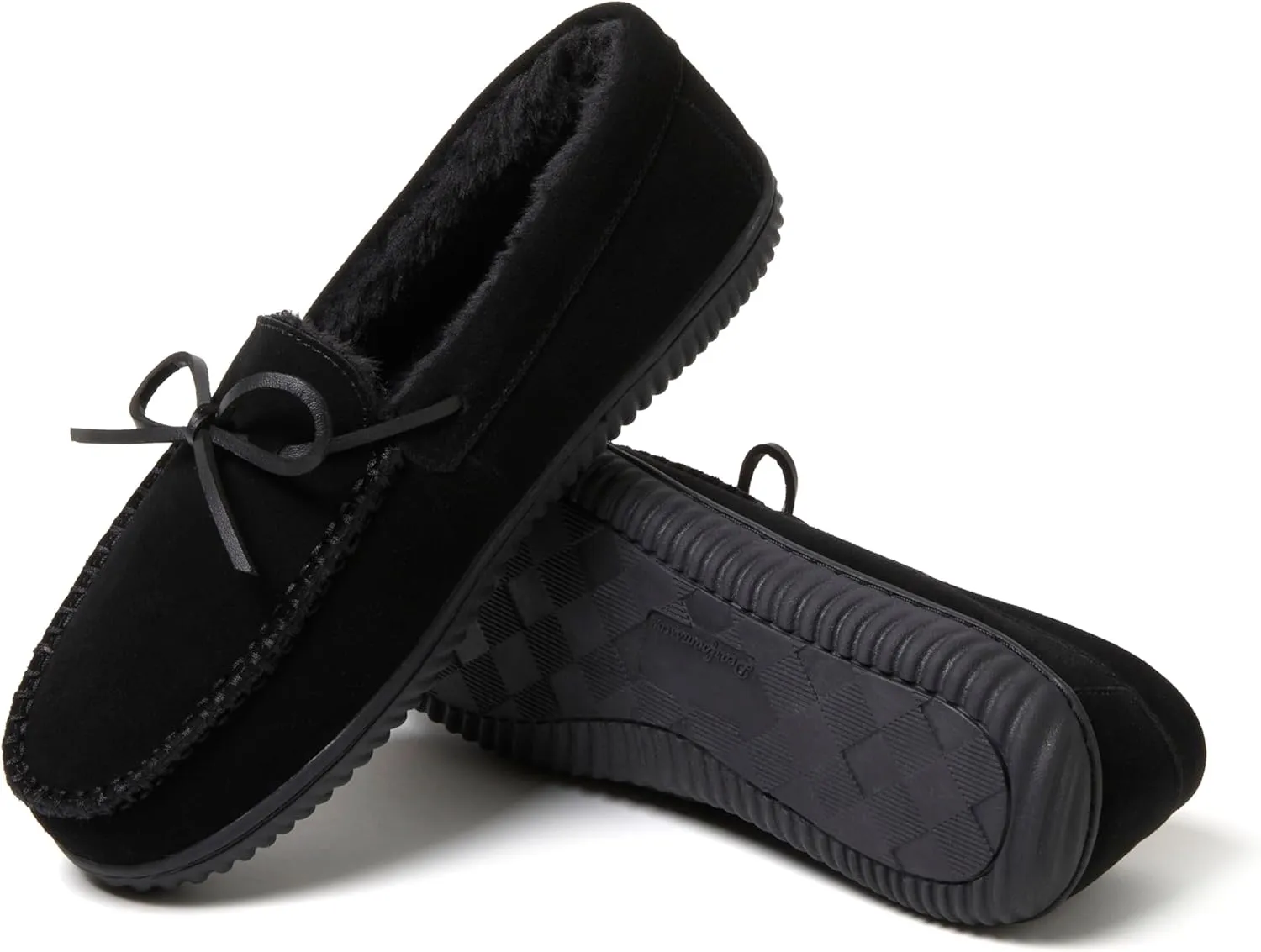 Dearfoams Men's Suede Slip on Moccasin Indoor Outdoor Memory Foam Hudson House Slippers
