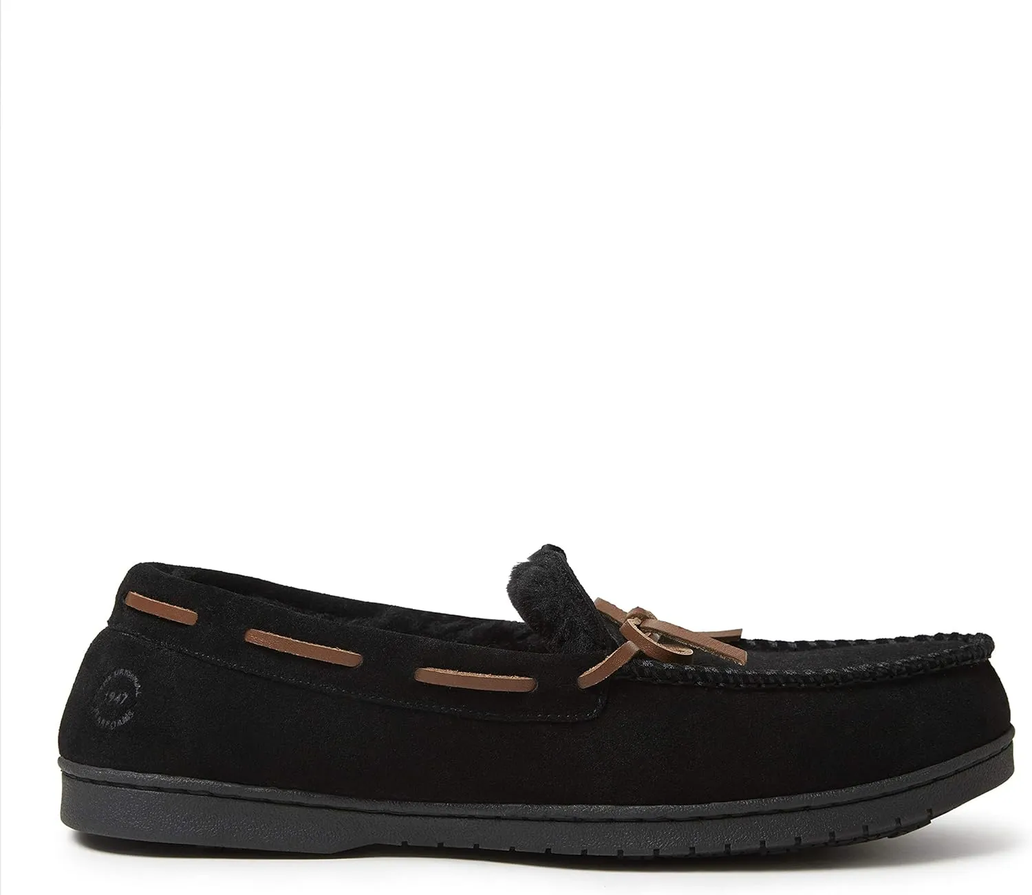 Dearfoams Men's Suede Slip on Moccasin Indoor Outdoor Memory Foam Hudson House Slippers