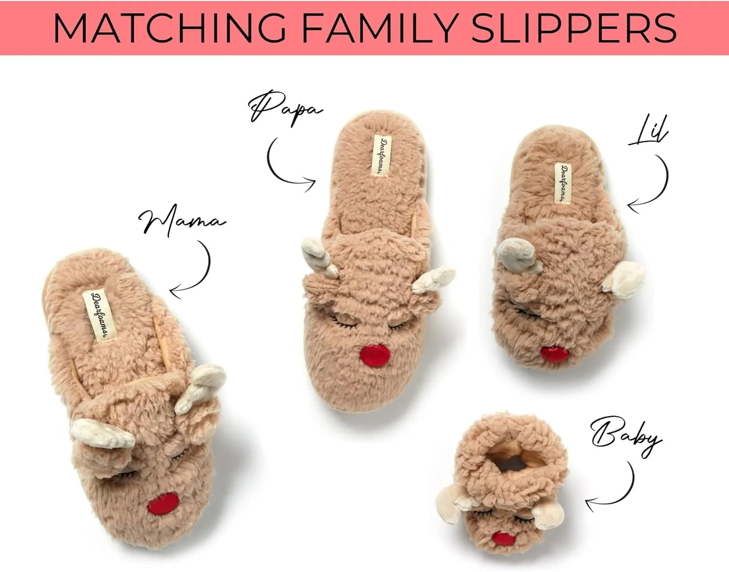 Dearfoams unisex-child Matching Family Holiday Christmas Reindeer & Turkey Scuff