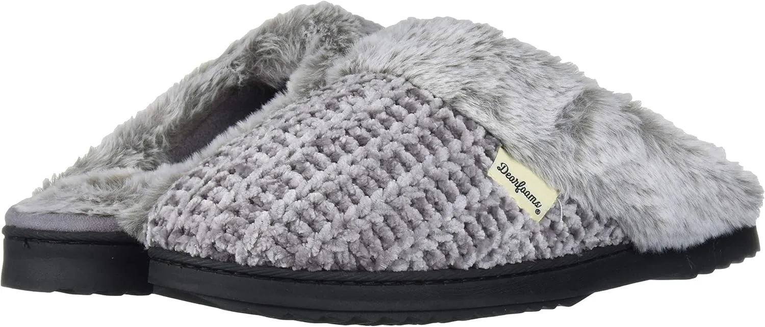 Dearfoams Women's Allison Fairisle Or Solid Chenille Knit Scuff Slipper