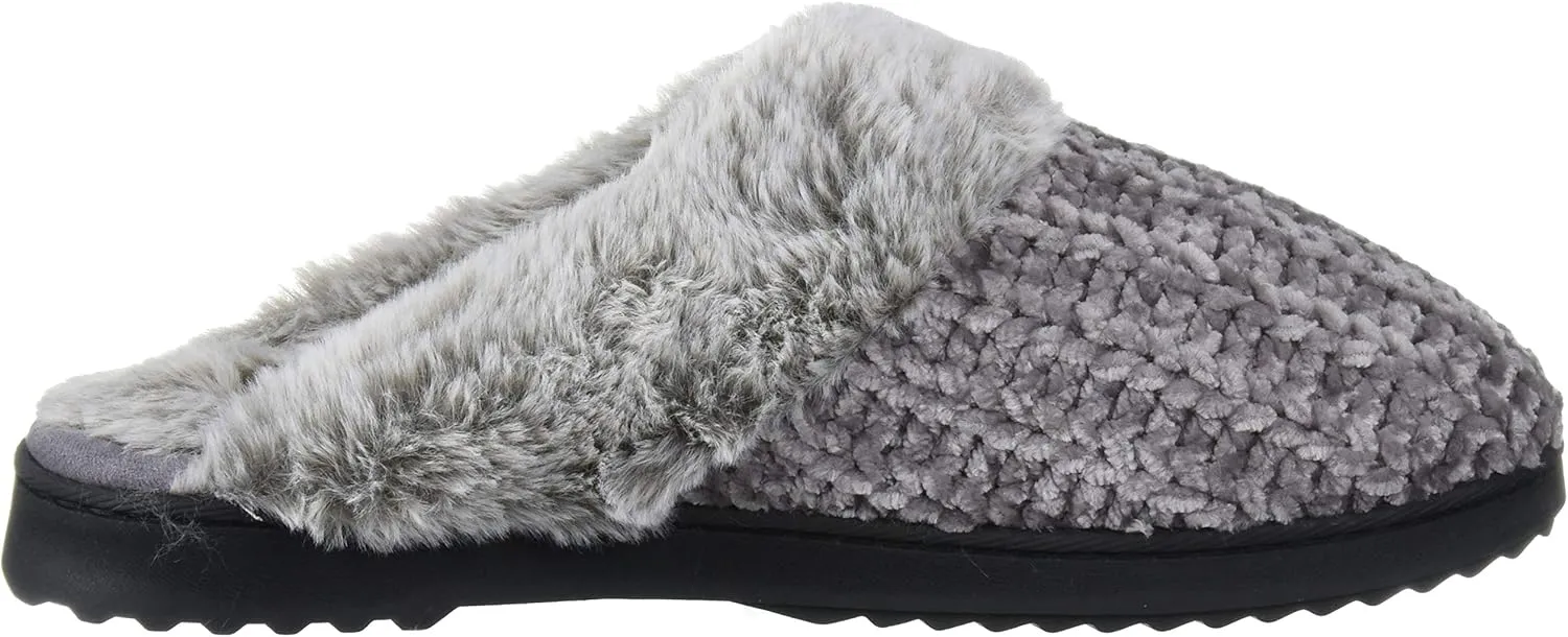 Dearfoams Women's Allison Fairisle Or Solid Chenille Knit Scuff Slipper