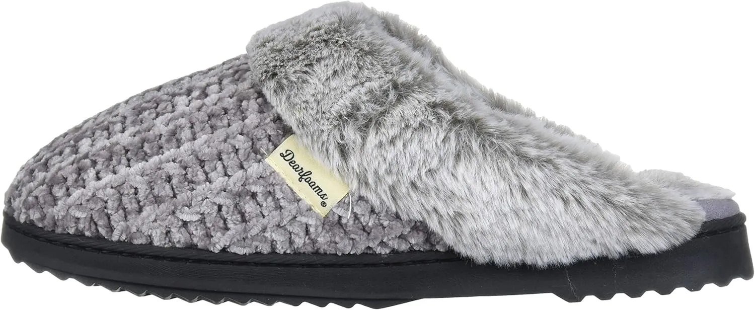 Dearfoams Women's Allison Fairisle Or Solid Chenille Knit Scuff Slipper