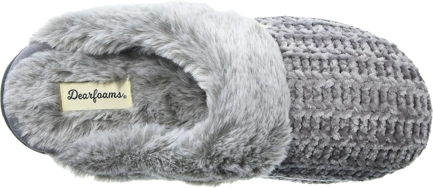 Dearfoams Women's Allison Fairisle Or Solid Chenille Knit Scuff Slipper