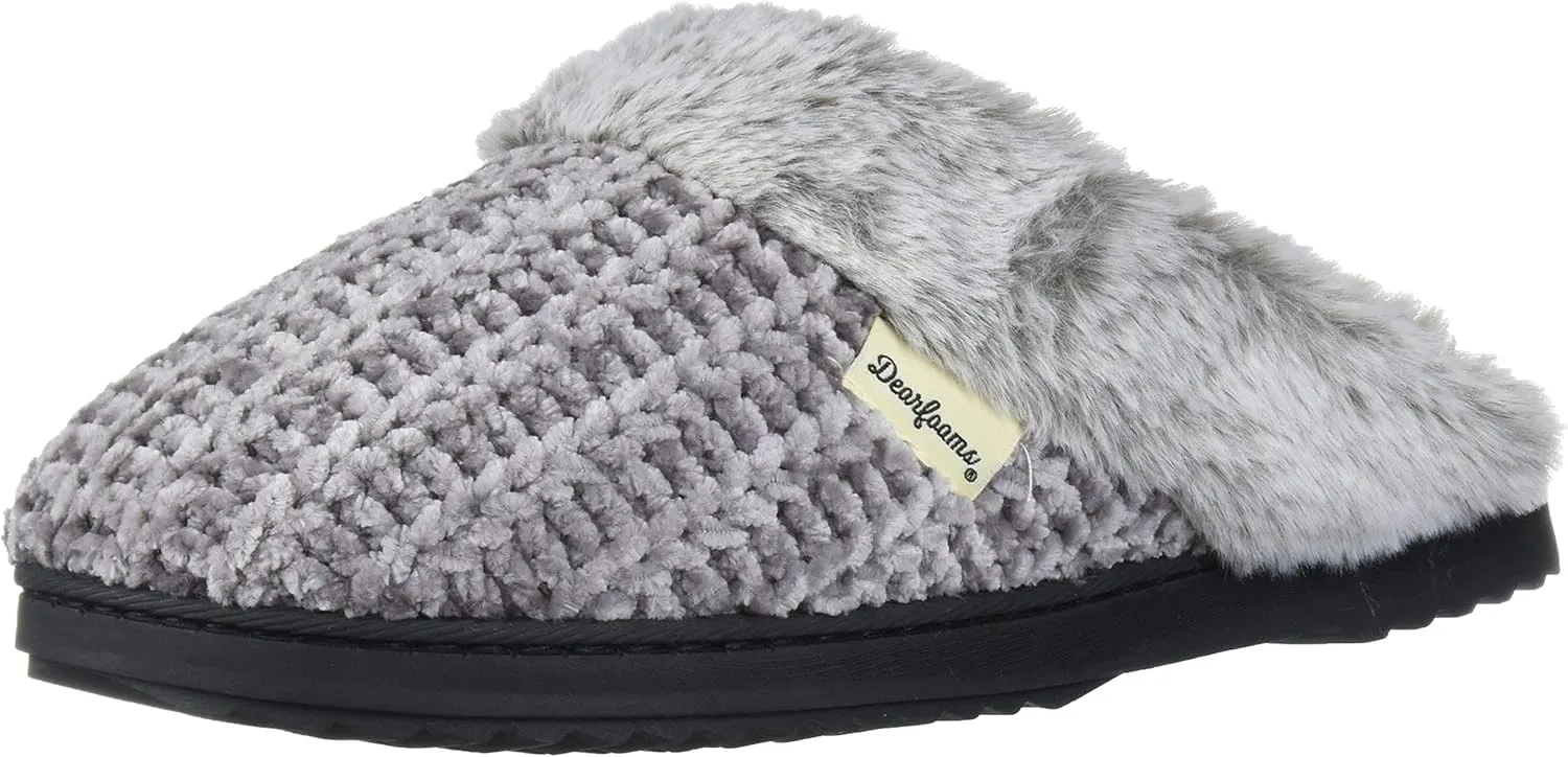 Dearfoams Women's Allison Fairisle Or Solid Chenille Knit Scuff Slipper