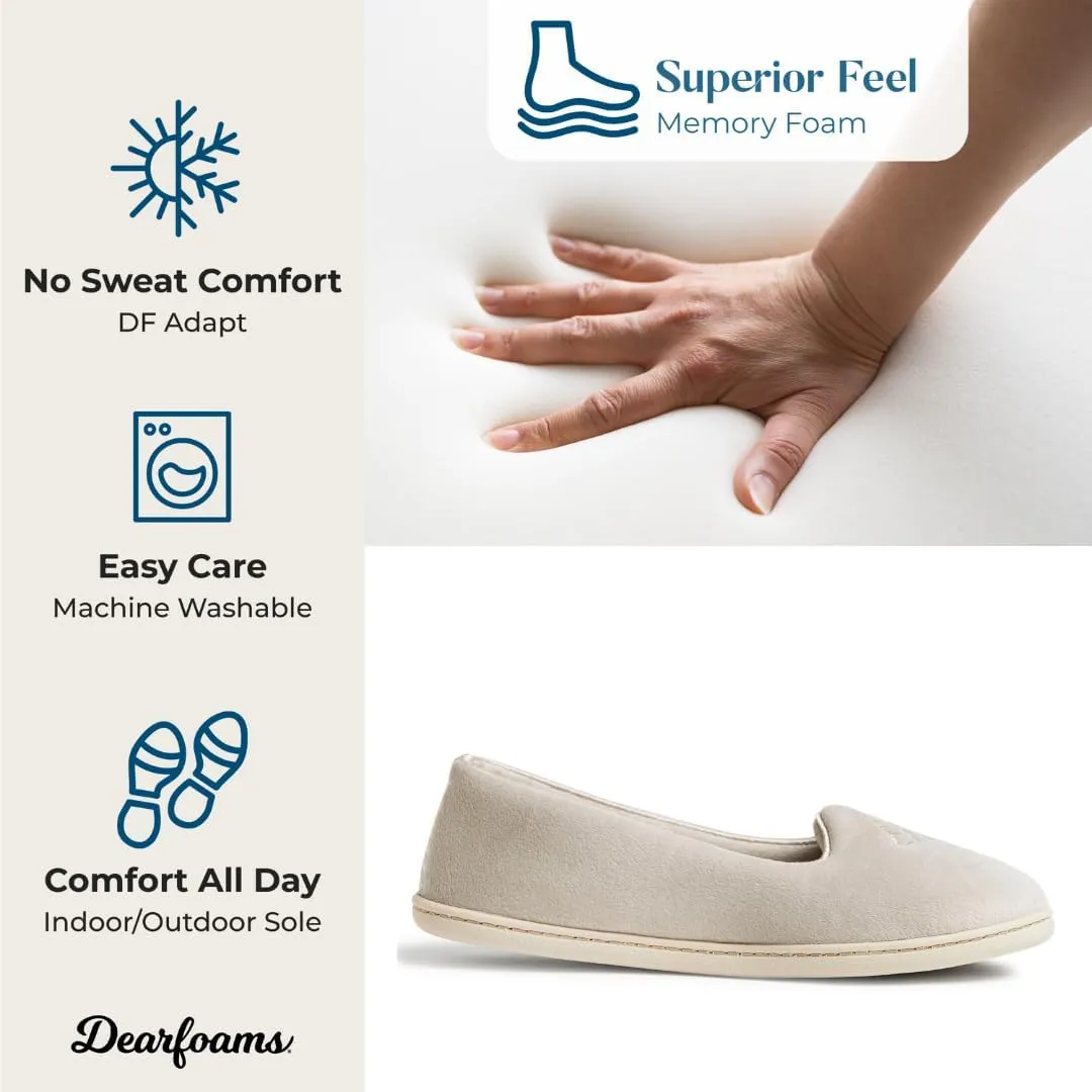 Dearfoams Women's Cozy Memory Foam Indoor Rebecca Closed Back House Ballet Slipper with Wide Widths