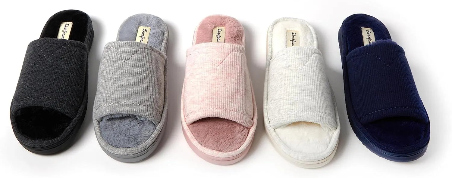Dearfoams Women's Demi Rib Knit Slide Slipper