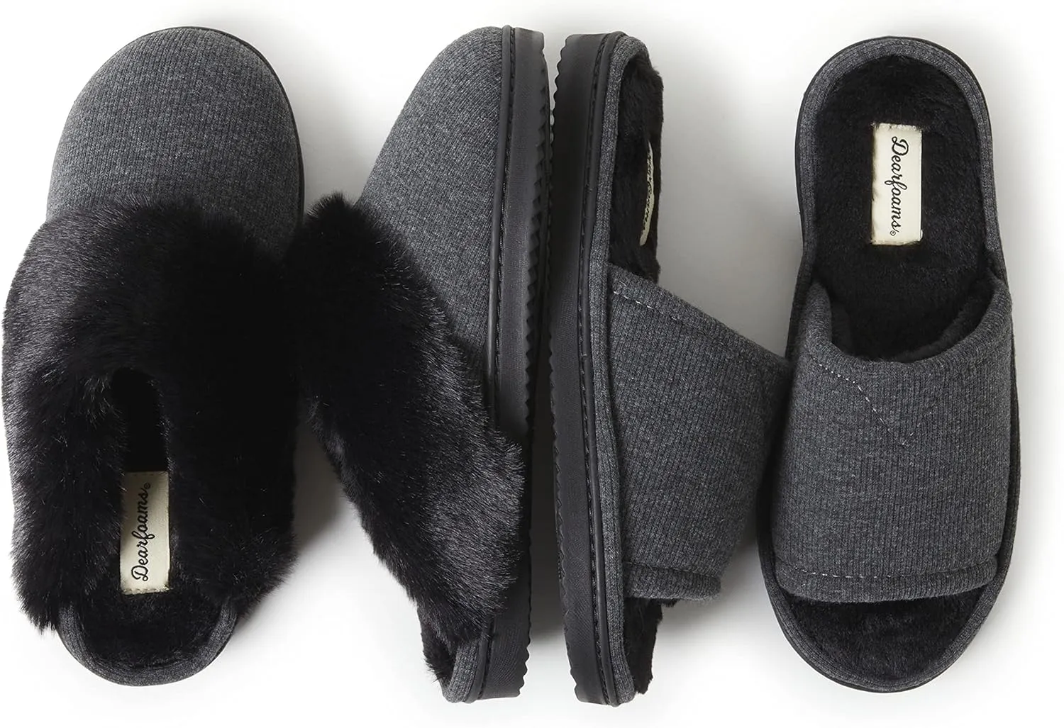 Dearfoams Women's Demi Rib Knit Slide Slipper