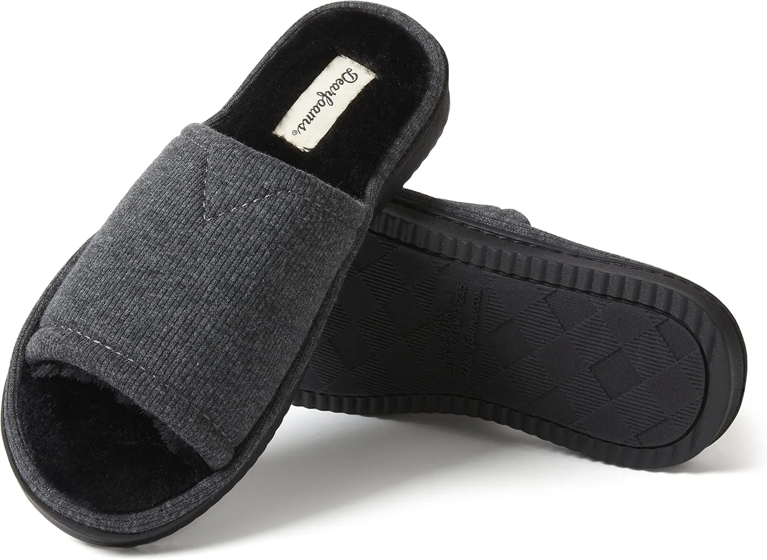 Dearfoams Women's Demi Rib Knit Slide Slipper