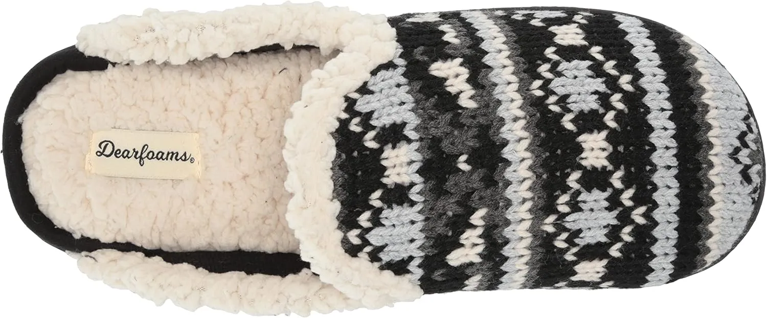 Dearfoams Women's Erin Fairisle Extended Tab Scuff Slipper