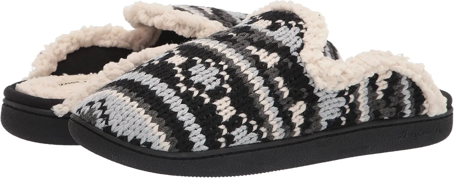 Dearfoams Women's Erin Fairisle Extended Tab Scuff Slipper