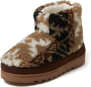 Dearfoams Women's Outdoor Whitney Teddy Ankle Boot Slipper