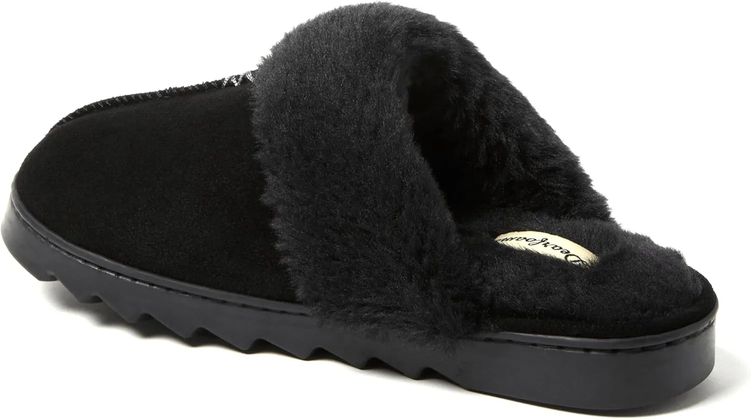 Dearfoams Women's Suede Fuzzy Soft Memory Foam Indoor Outdoor Helena Scuff Slipper