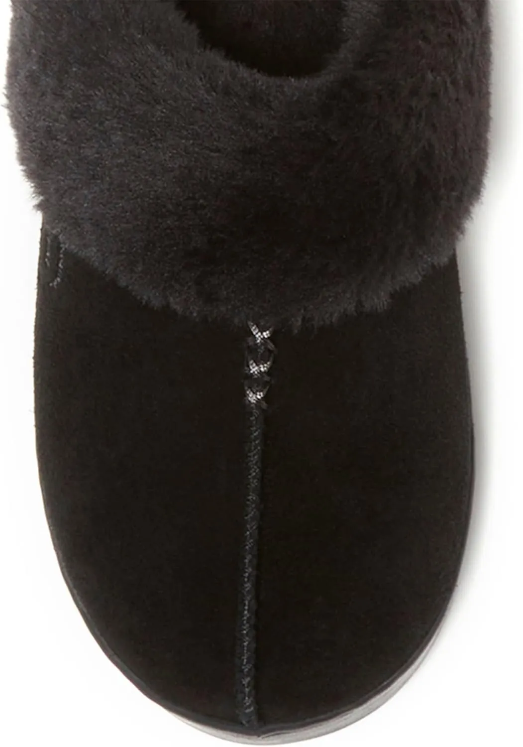 Dearfoams Women's Suede Fuzzy Soft Memory Foam Indoor Outdoor Helena Scuff Slipper