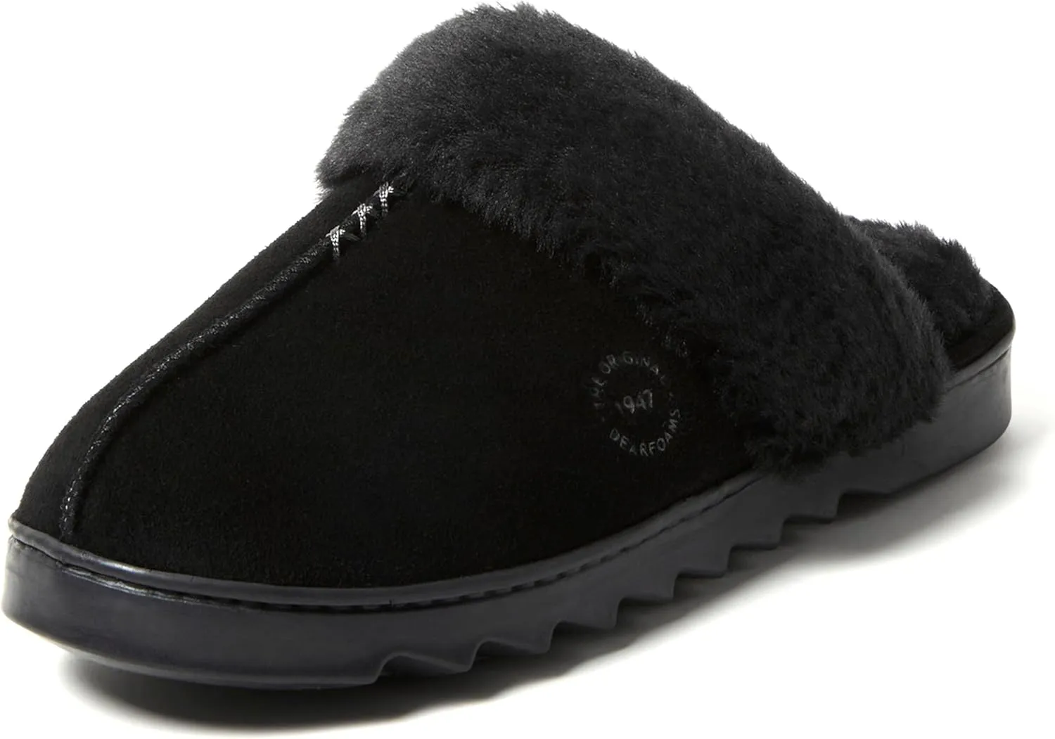 Dearfoams Women's Suede Fuzzy Soft Memory Foam Indoor Outdoor Helena Scuff Slipper