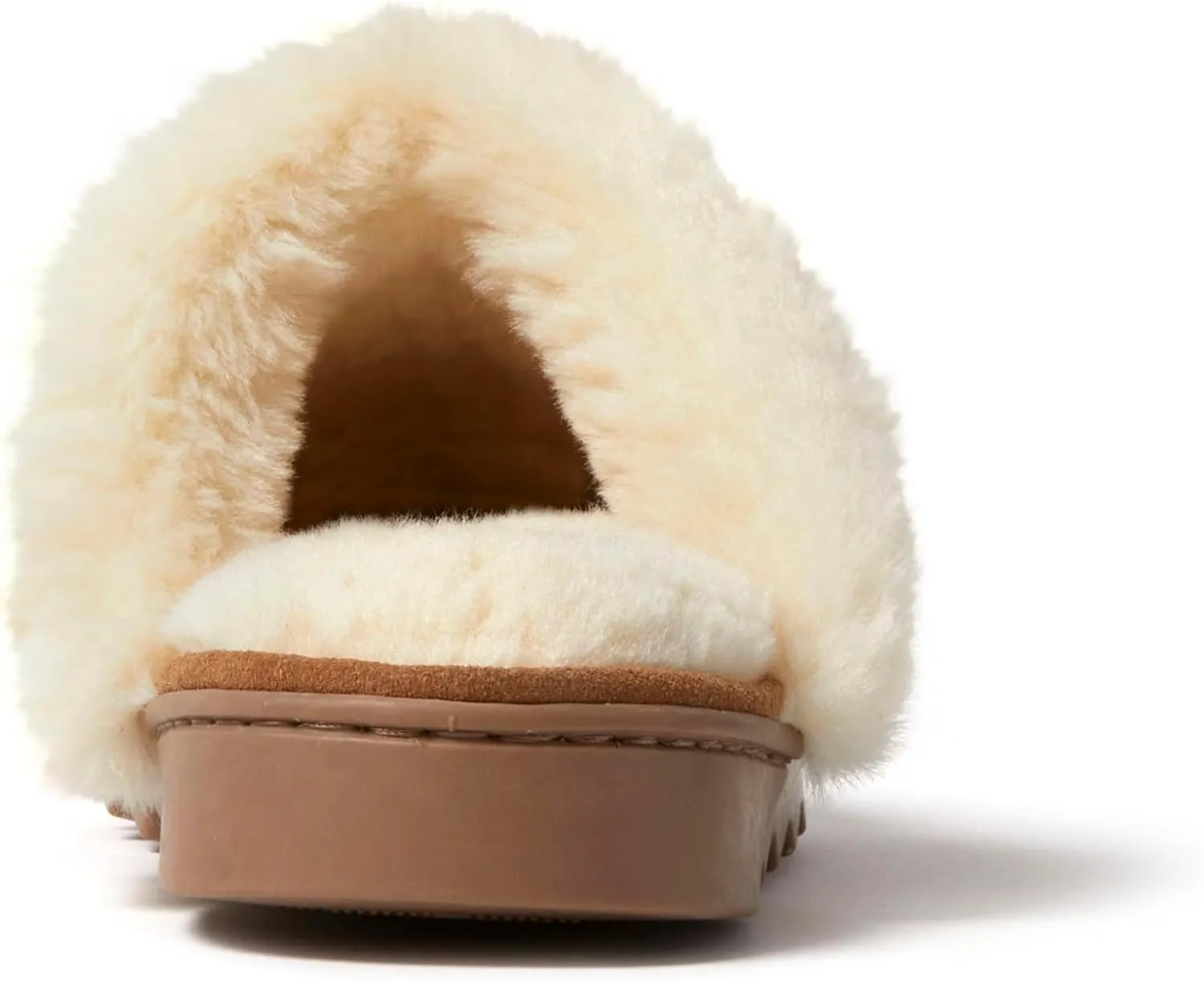 Dearfoams Women's Suede Fuzzy Soft Memory Foam Indoor Outdoor Helena Scuff Slipper