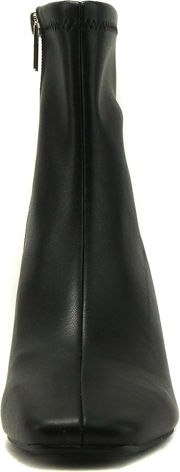 Delicious ADENA – Women Squared Toe Flare Block Heel Soft Stretch Boot Shaft w/Side Zipper Fashion Ankle Bootie