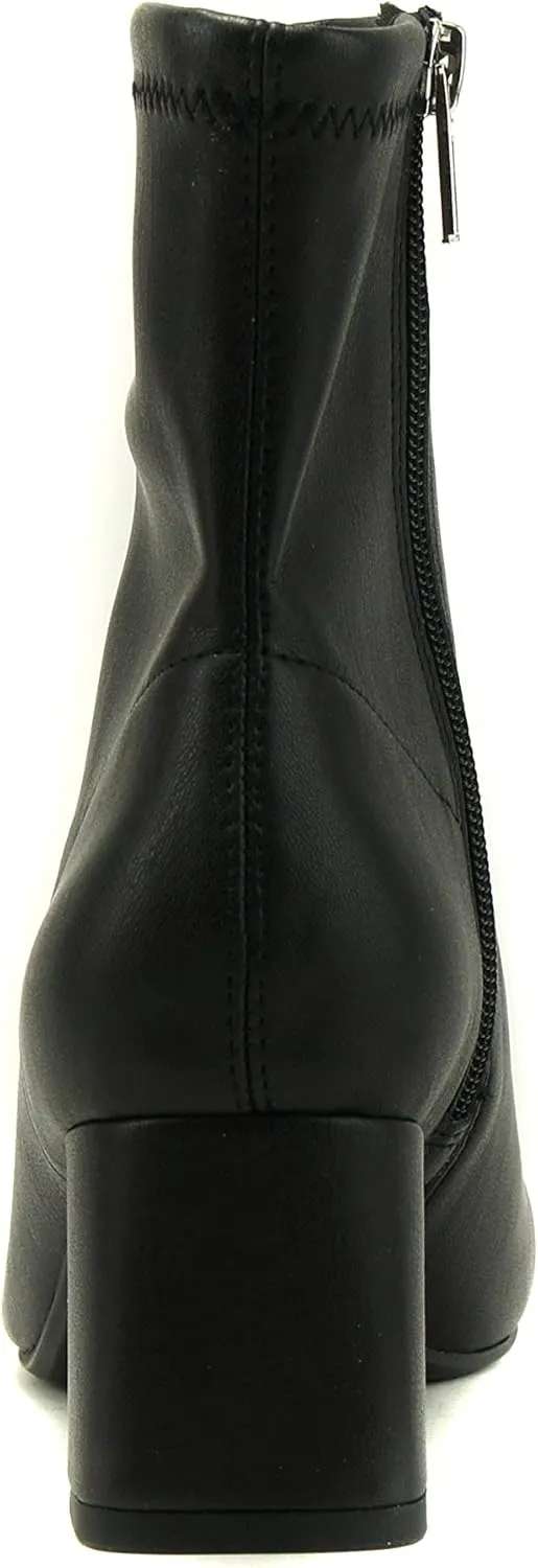 Delicious ADENA – Women Squared Toe Flare Block Heel Soft Stretch Boot Shaft w/Side Zipper Fashion Ankle Bootie
