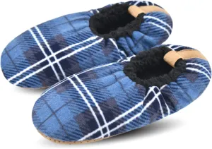 DICUIRD Mens Soft Soles Slipper Socks With Grippers, Cozy&Warm Sherpa Lining Slippers With Non Skid Bottoms, Fuzzy House Slippers