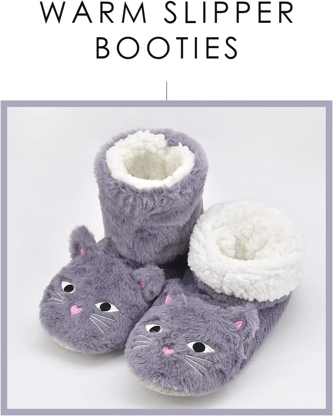 DICUIRD Slipper Socks for Women, Cozy Cute Animal House Indoor Socks with Soft Soles,Warm Fuzzy Sherpa Lined Booties Slippers with Non Slip Bottom,Womens Winter Christmas Gifts