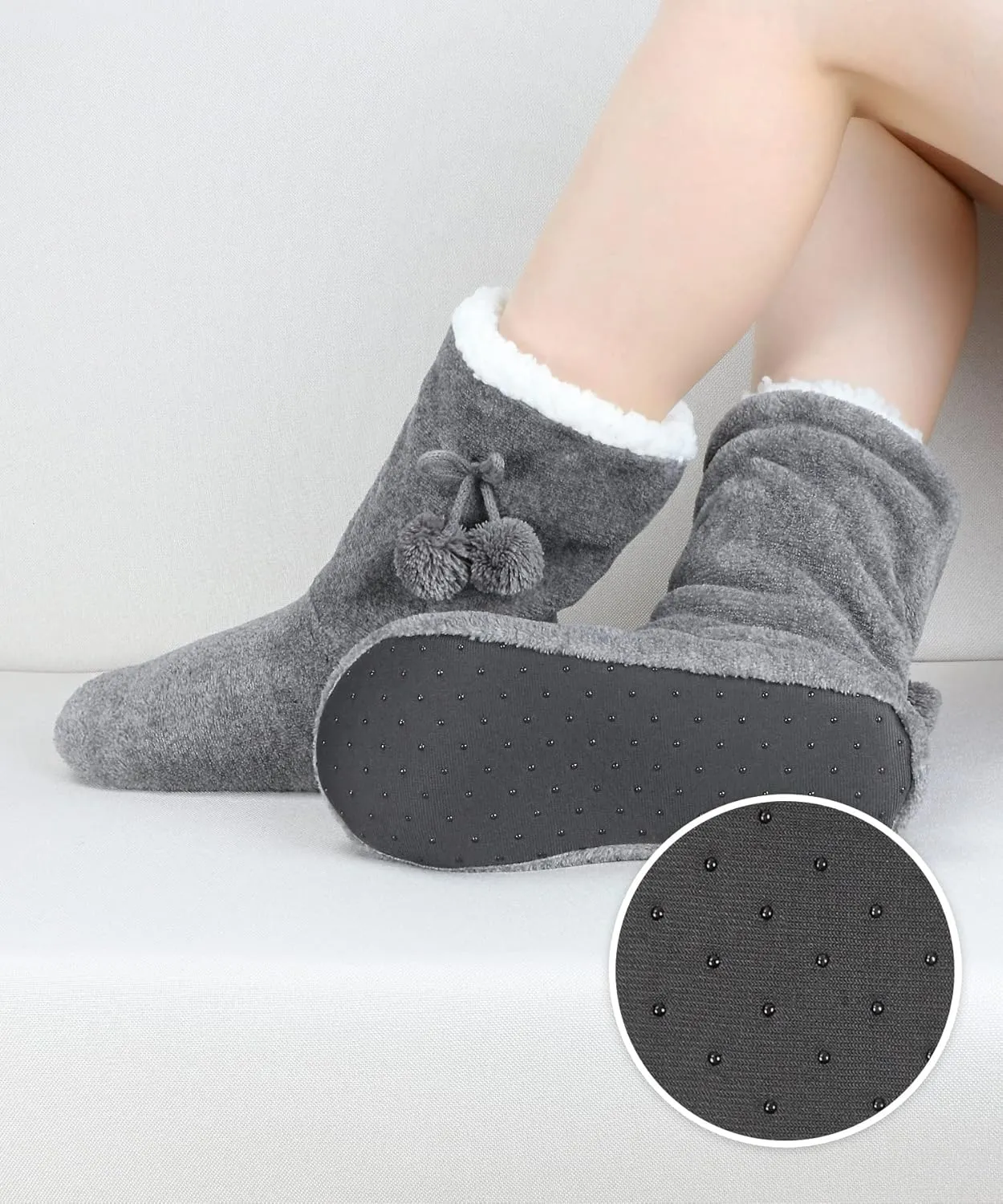 DICUIRD Womens Cozy&Warm Slipper Socks with Grippers-House Socks