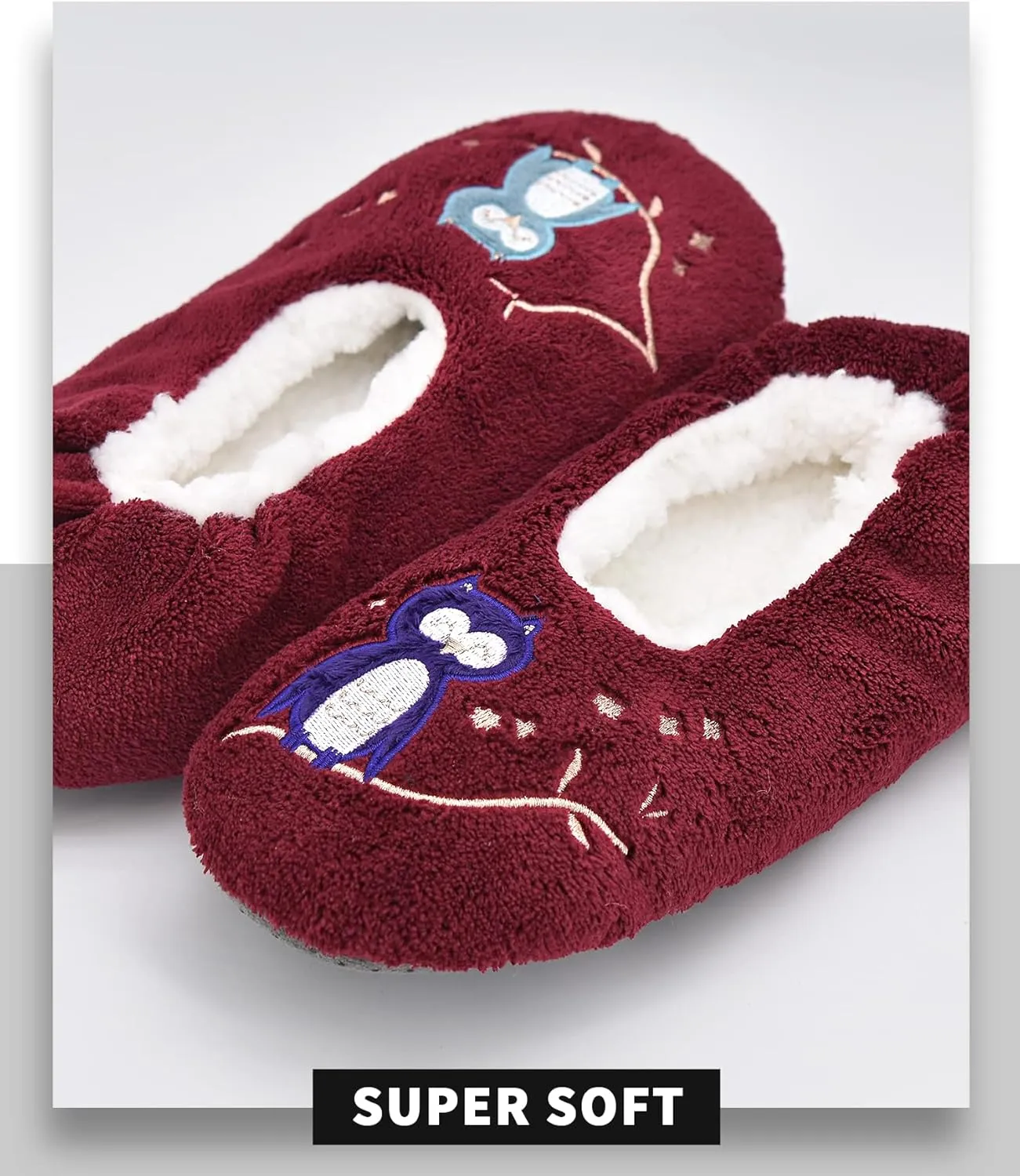 DICUIRD Womens Cozy&Warm Soft Sole Slipper Socks with Grippers-Fuzzy Fleece Lined House Slippers with Non-skid Bottoms