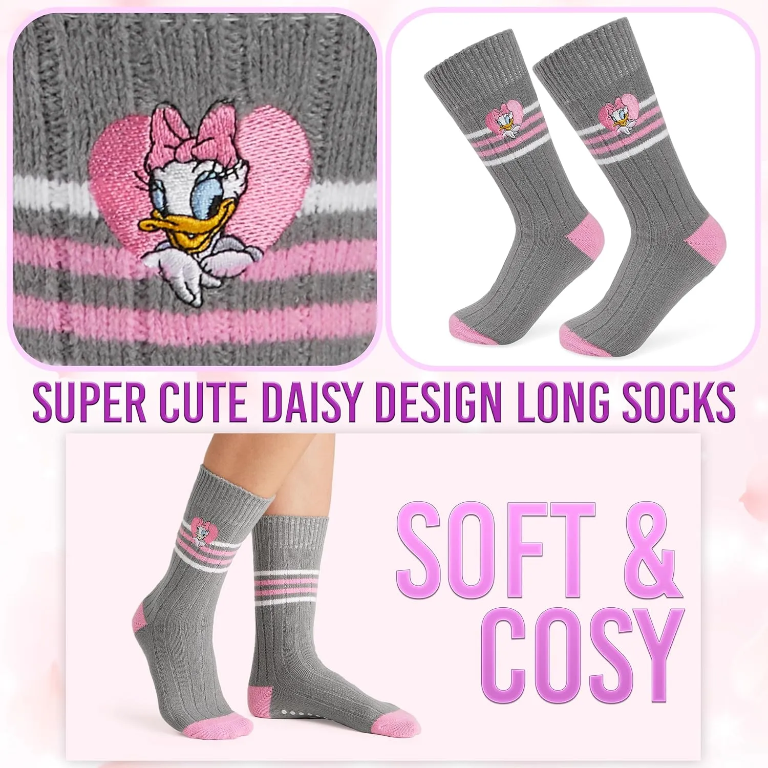 Disney Stitch Bed Socks for Women Teenagers Warm Baby Yoda Slipper Socks Non Slip One Size Stitch Gifts