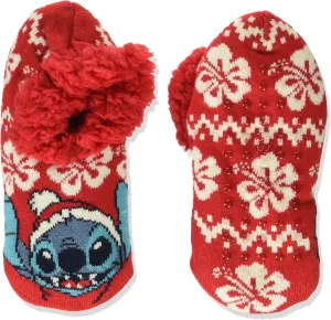 Disney Women's Lilo & Stitch Holiday Teddy Fur Slipper Socks
