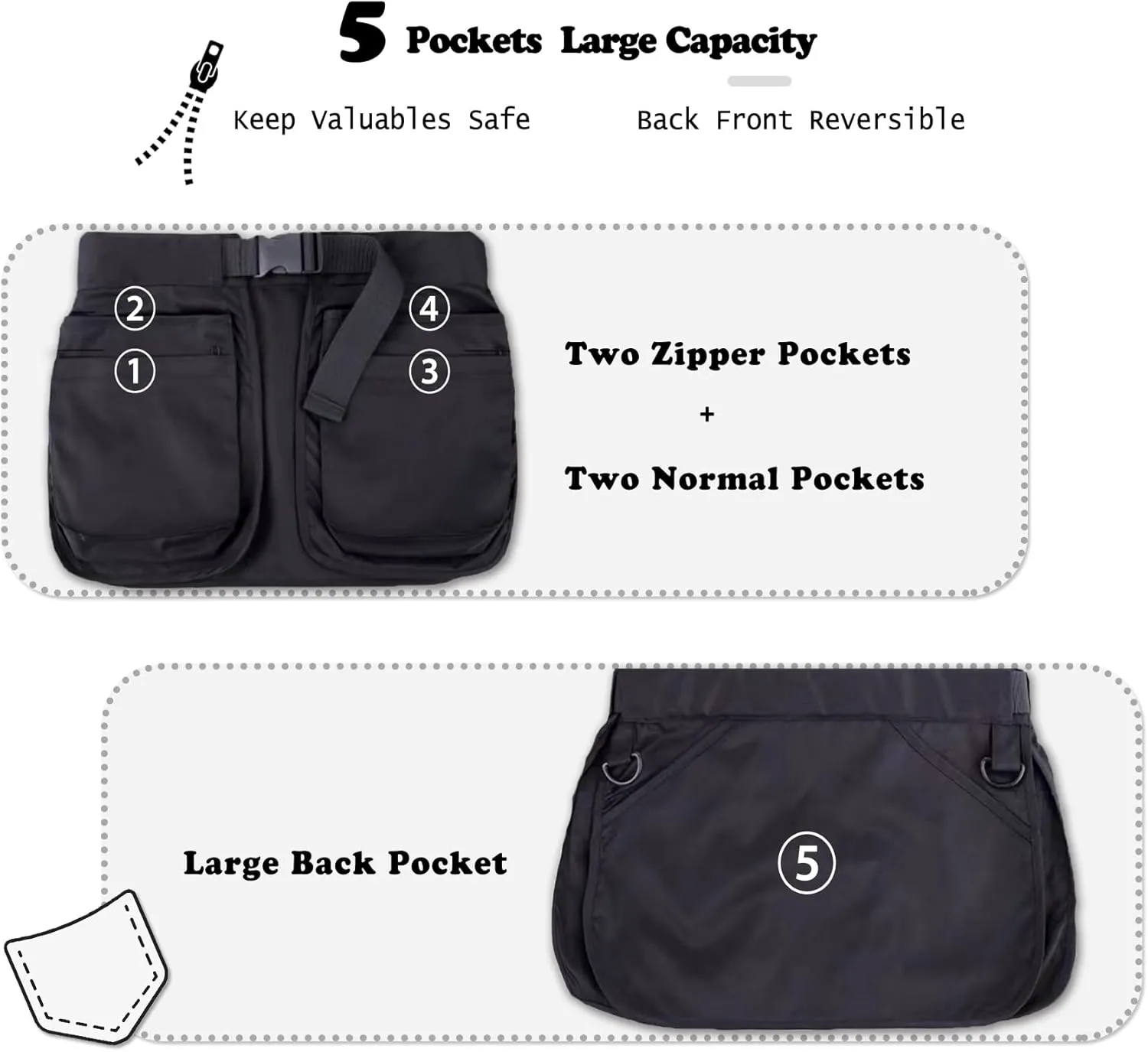 Dog Trainer Treat Pouch with Detachable Pockets, Hand Free Waist Belt Clip, Dog Handler Training Tools Storage Waist Pockets for Men and Women, also Used to Gardening Work, Hairstylist (Black)