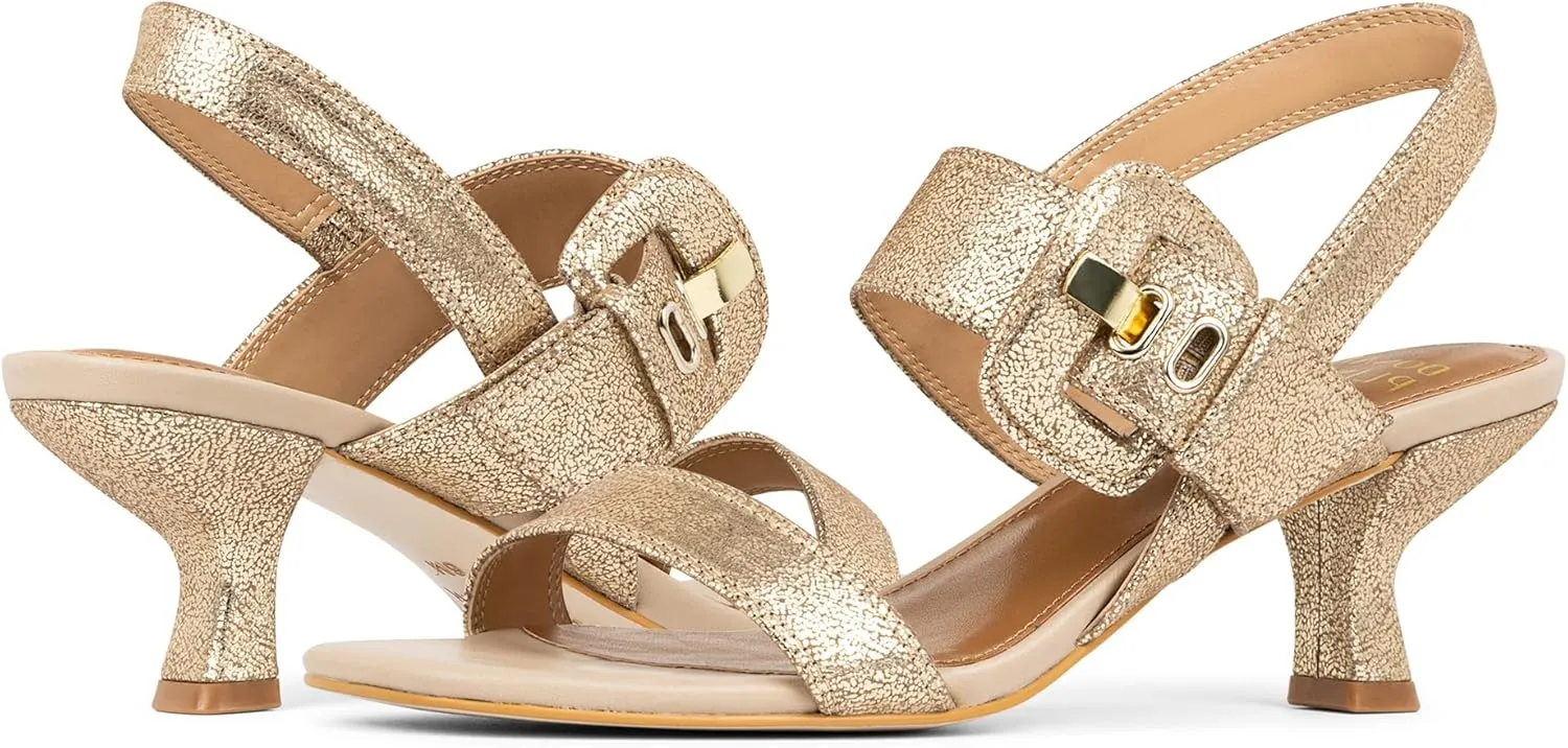 Donald J Pliner Women's Keiran Soft Metallic Brush Off Heeled Sandal