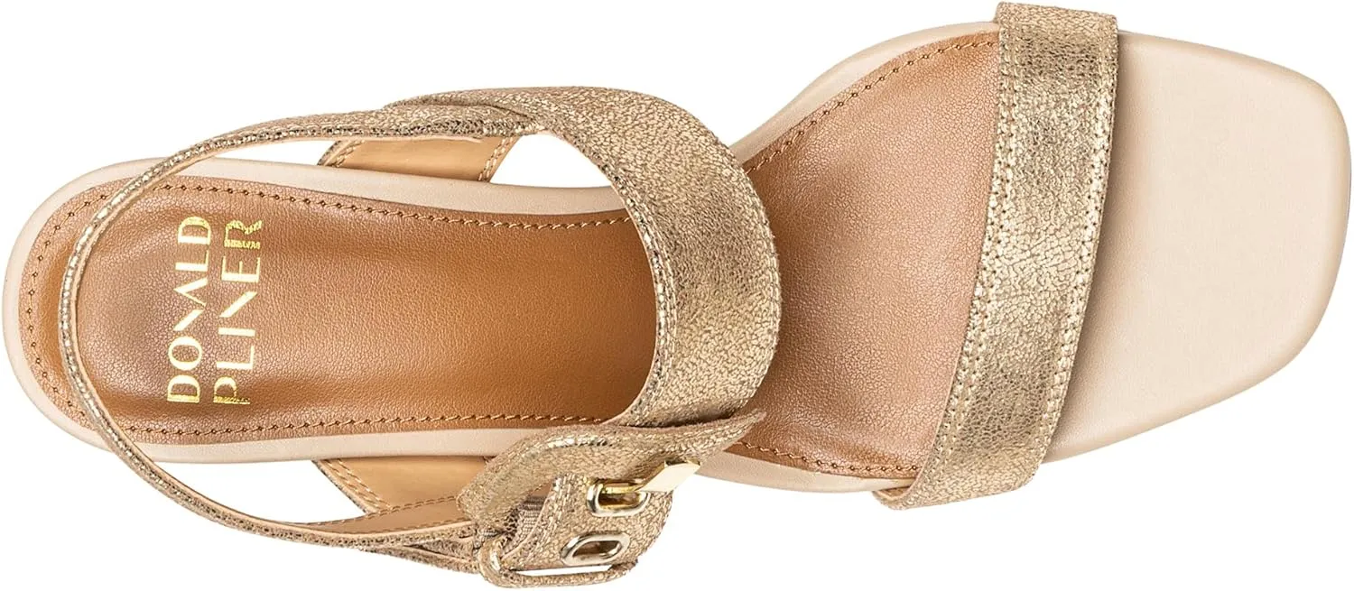 Donald J Pliner Women's Keiran Soft Metallic Brush Off Heeled Sandal