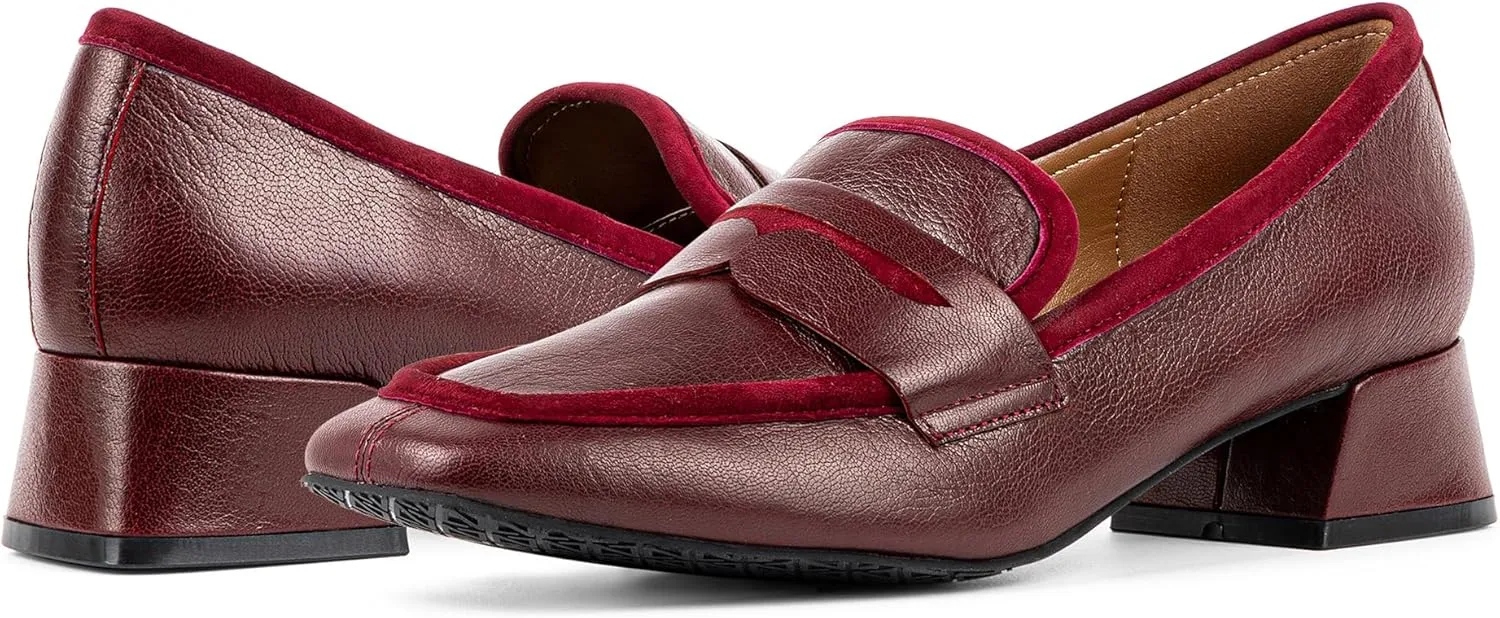 Donald Pliner Women’s Tristina Penny Loafer Heel – 1.3” Block Heel Shoes for Comfort, Slip On Women’s Heels