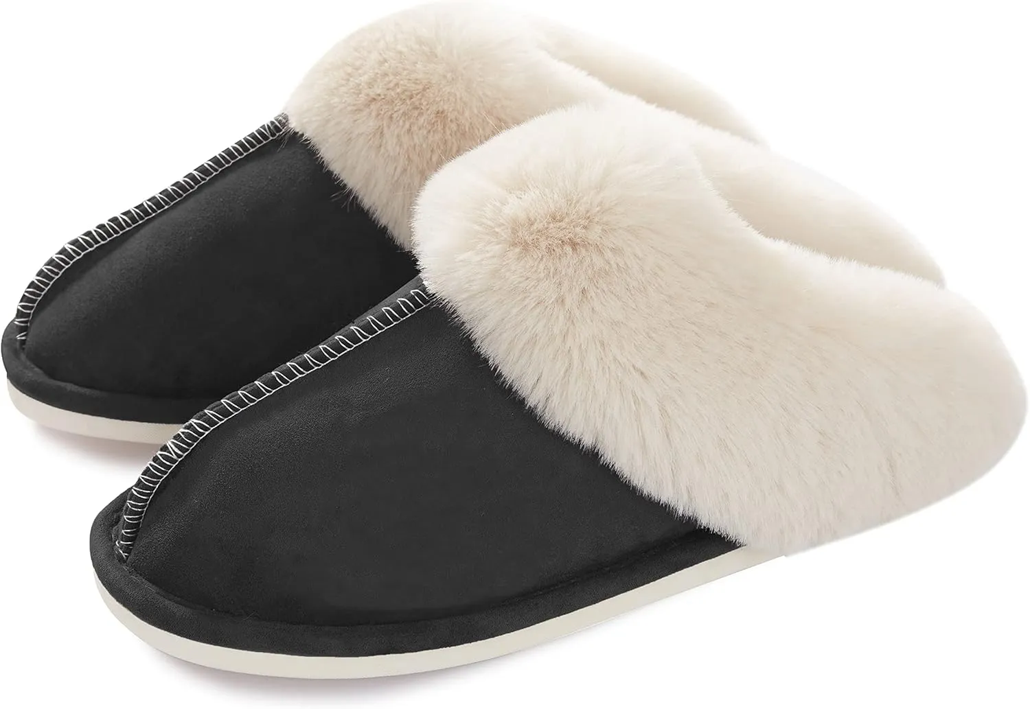 Donpapa Womens Slipper with Memory Foam Fluffy Soft Warm Slip On House Slippers Anti-Skid Cozy Plush for Indoor Outdoor