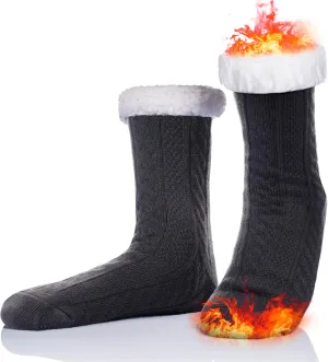 DoSmart Mens Fuzzy Slipper Socks Fleece Cozy Winter Warm Non Slip Socks Soft Fluffy Indoor Christmas Grips Socks