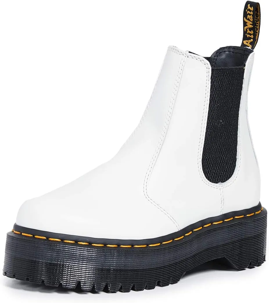 Dr. Martens Women's 2976 Quad Chelsea Boots, White, 8 Medium US