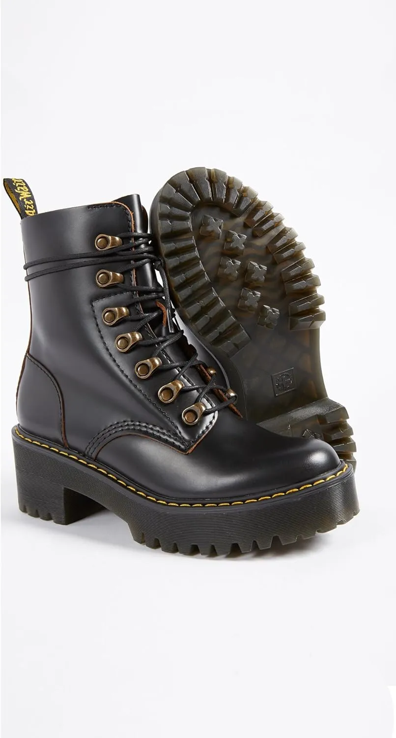Dr. Martens Women's Leona Leather Heeled Boot Fashion