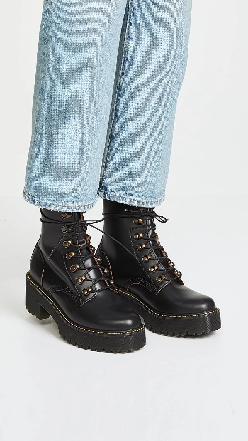 Dr. Martens Women's Leona Leather Heeled Boot Fashion