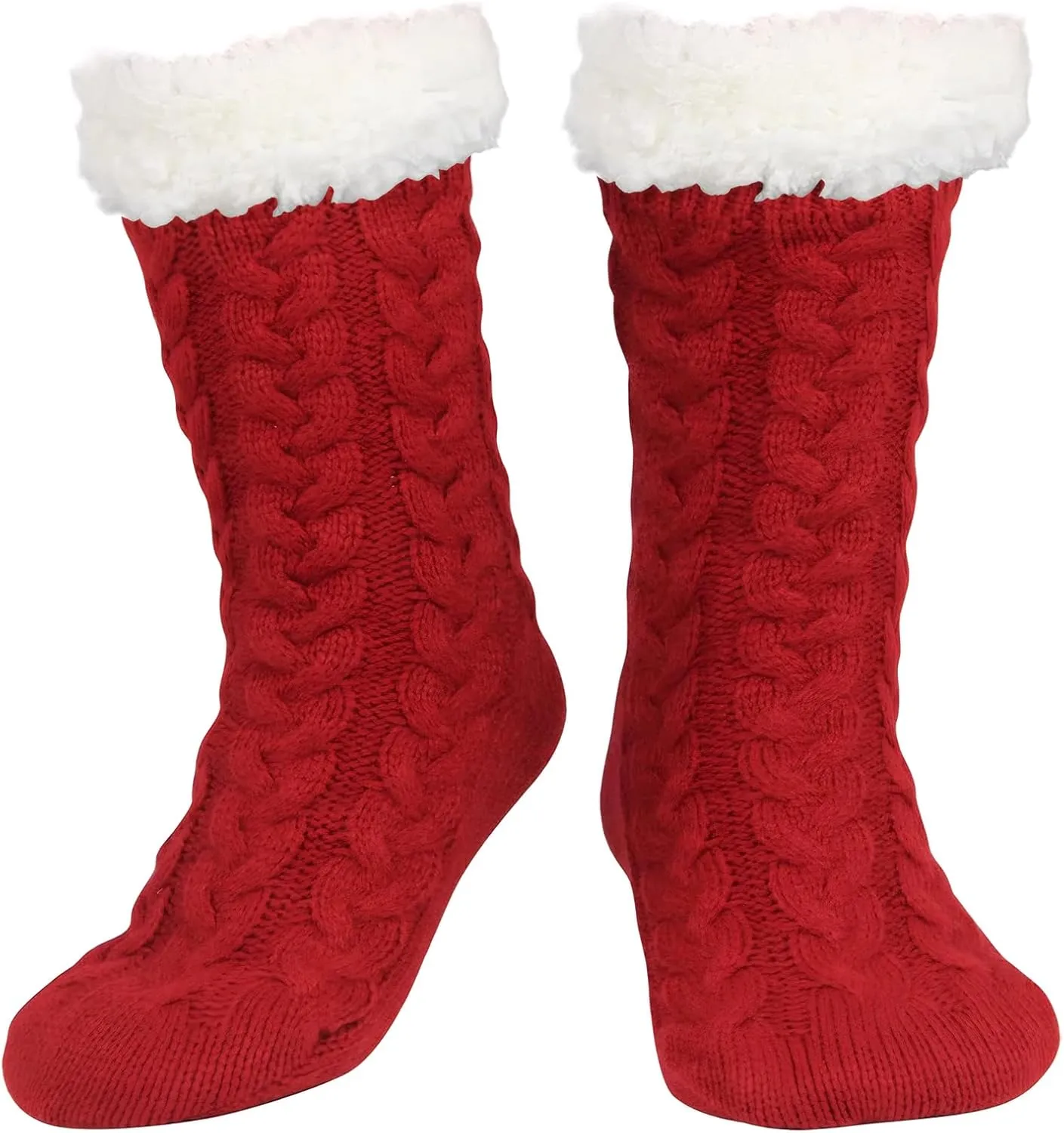 DRASEX Men‘s Fuzzy Slipper Socks Winter Cozy Fluffy Cabin Warm Soft Fleece Lining Thick Comfy Knit Non Slip Christmas Home Socks